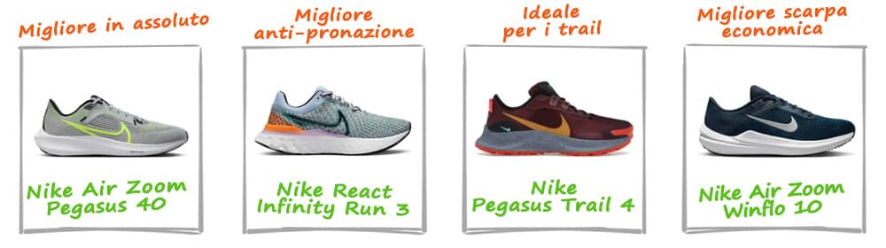 migliori 4 scarpe per correre nike 2024