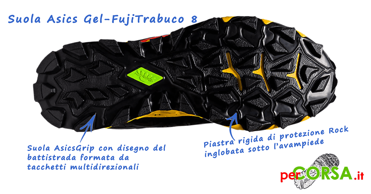 asics gel FujiTrabuco 8 suola calzatura trail asics gel-FujiTrabuco 8 suola trail
